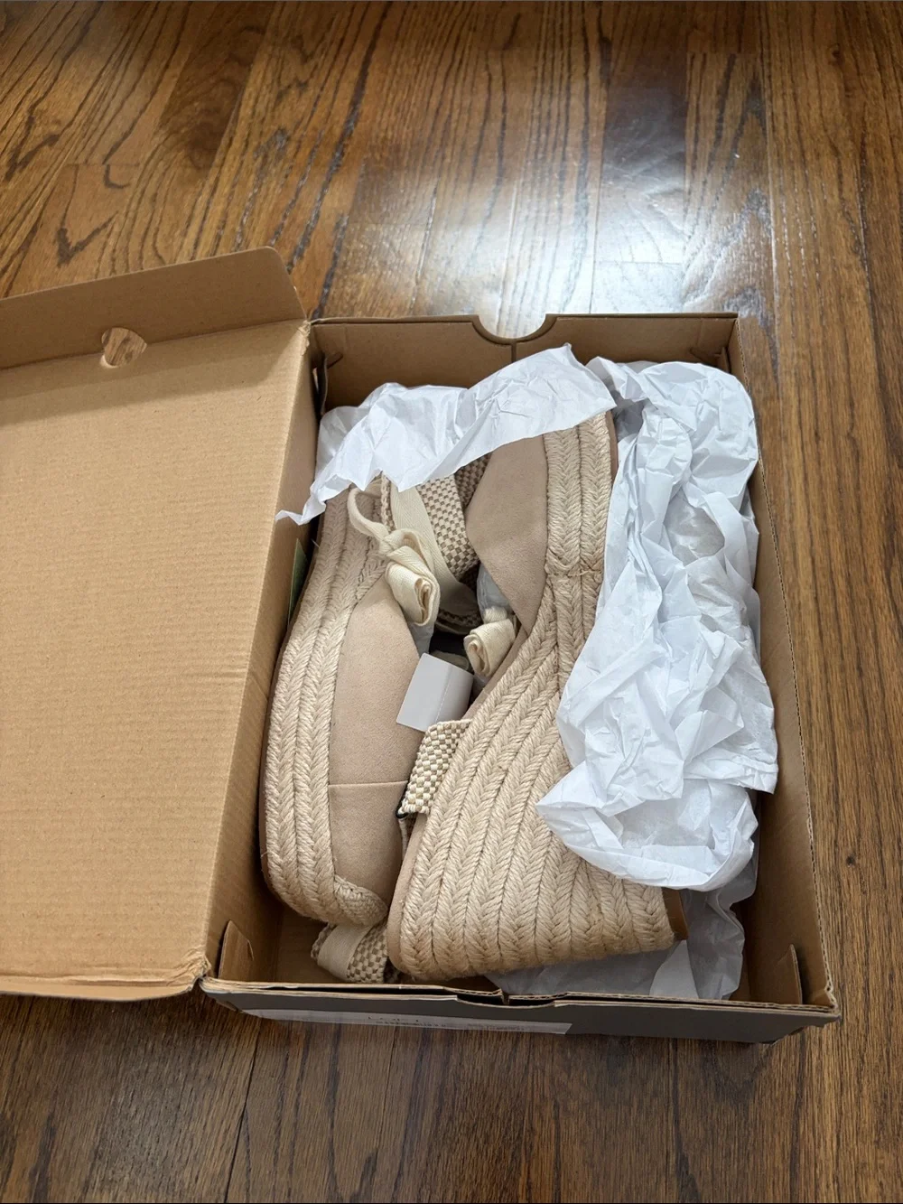 Ann Taylor LOFT Lace Up Espadrille Wedge Sandal in Natural